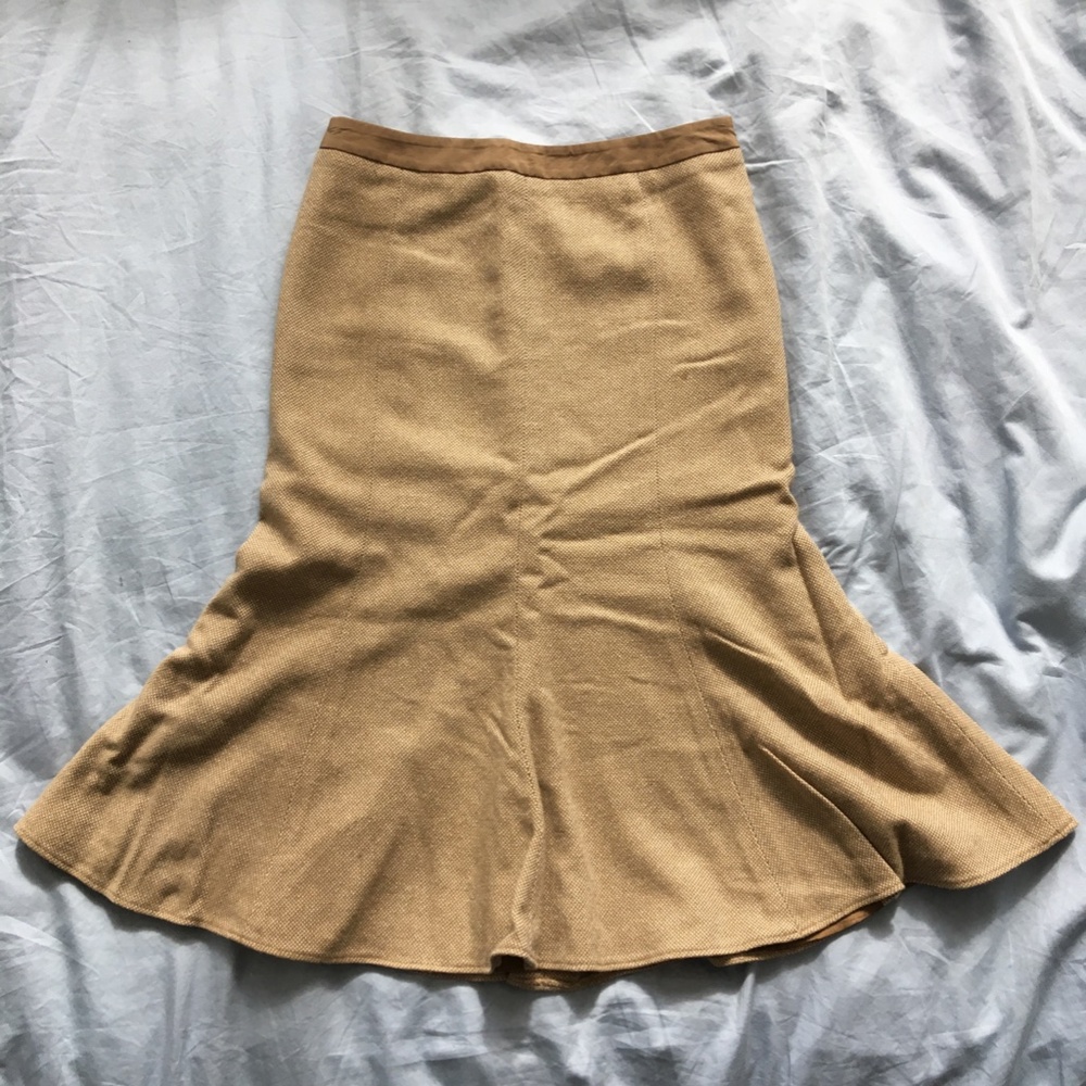 Banana Republic Wool Midi Skirt (tan, 0)